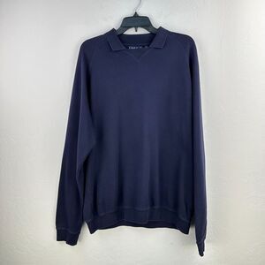 Bobby Jones Golf Shirt Mens Large Blue Pima‎ Cotton Knit Collared Long Sleeve